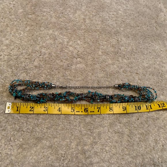 Faux Turquoise, Tiger Eye and Beaded Statement Necklace - Picture 13 of 14